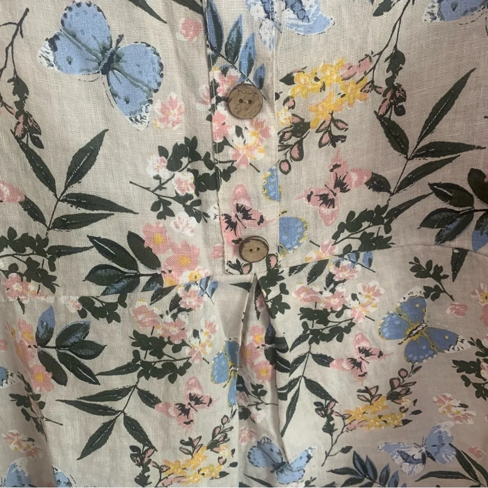 Laura Bianchi Italy Floral 100% Linen Tunic Top - Picture 4 of 11